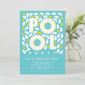 青と黄色のプールパーティースプラッシュ誕生日 招待状 (スタンド正面)