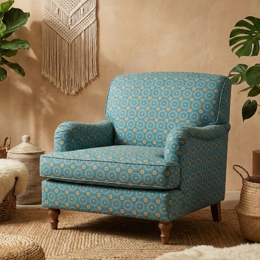 青と黄色のボエレガントホ幾何学模様 ファブリック