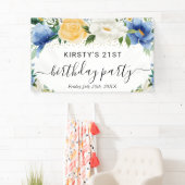 青と黄色のボホフラワーズ誕生日へようこそ 横断幕 (インサイチュ)