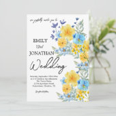 青と黄色のボールドな野生の花 招待状 (スタンド正面)