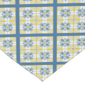 青と黄色のポルかわいらしガルのタイル模様 ショートテーブルランナー (コーナー)