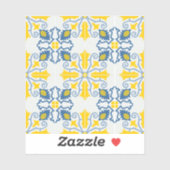 青と黄色のポルかわいらしガルのタイル模様 シール (シート)