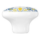 青と黄色のポルかわいらしガルのタイル模様 セラミックノブ (側面)