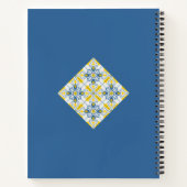 青と黄色のポルかわいらしガルのタイル模様 ノートブック (裏面)