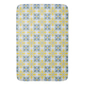 青と黄色のポルかわいらしガルのタイル模様 バスマット (正面縦)