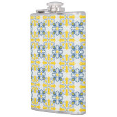 青と黄色のポルかわいらしガルのタイル模様 フラスク (左)