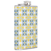 青と黄色のポルかわいらしガルのタイル模様 フラスク (右)