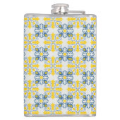 青と黄色のポルかわいらしガルのタイル模様 フラスク (裏面)
