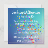 青と黄色のマカオが色とりどりの紙吹雪を投げる (裏面)