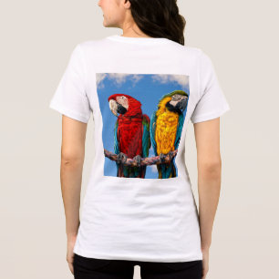 青と黄色のマカオと緋色のマカオ トライブレンドTシャツ