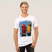 青と黄色のマカオと緋色のマカオ トライブレンドＴシャツ (正面全面)