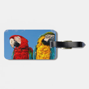 青と黄色のマカオと緋色のマカオ ラゲッジタグ