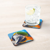 青と黄色のマカオのコースター コースター (右側)