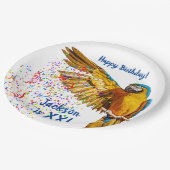 青と黄色のマカオのスロー紙吹雪 ペーパープレート (アングル)