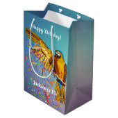 青と黄色のマカオのスロー紙吹雪 ミディアムペーパーバッグ (裏面アングル)