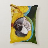 青と黄色のマカオの頭 アクセントクッション (裏面(縦))