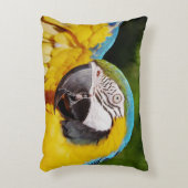 青と黄色のマカオの頭 アクセントクッション (正面(垂直))