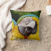 青と黄色のマカオの頭 クッション (ブランケット)