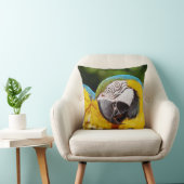 青と黄色のマカオの頭 クッション (椅子)