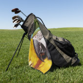 青と黄色のマカオの頭 ゴルフタオル (グリーン)