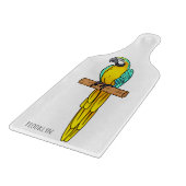 青と黄色のマカオの鳥の漫画イラストレーション カッティングボード (角)