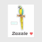 青と黄色のマカオの鳥の漫画イラストレーション シール (シート)