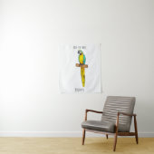 青と黄色のマカオの鳥の漫画イラストレーション タペストリー (インサイチュ)