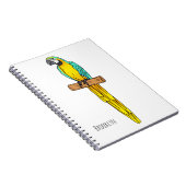 青と黄色のマカオの鳥の漫画イラストレーション ノートブック (右側)