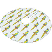 青と黄色のマカオの鳥の漫画イラストレーション ブラッシュドポリエステルツリースカート (アングル)