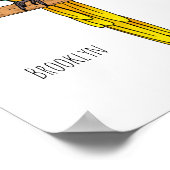 青と黄色のマカオの鳥の漫画イラストレーション ポスター (角)