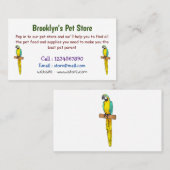 青と黄色のマカオの鳥の漫画イラストレーション 名刺 (正面/裏面)