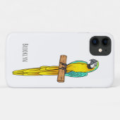 青と黄色のマカオの鳥の漫画イラストレーション Case-Mate iPhoneケース (裏面(横))