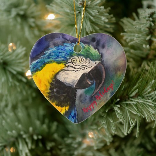 青と黄色のマカオオーナメント セラミックオーナメント (ツリー)