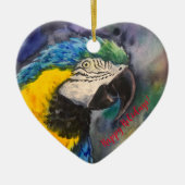 青と黄色のマカオオーナメント セラミックオーナメント (正面)