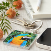 青と黄色のマカオパロット キーホルダー (正面右)