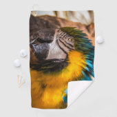 青と黄色のマカオポートレート ゴルフタオル (インサイチュ)