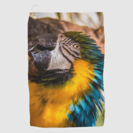 青と黄色のマカオポートレート ゴルフタオル