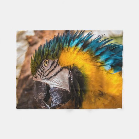 青と黄色のマカオポートレート フリースブランケット (正面(横))