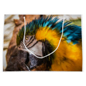 青と黄色のマカオポートレート ラージペーパーバッグ (正面)