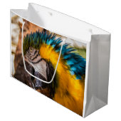 青と黄色のマカオポートレート ラージペーパーバッグ (正面アングル)