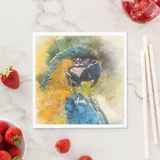 青と黄色のマカオ（アララウナ） スタンダードランチョンナプキン (インサイチュ)