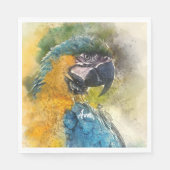 青と黄色のマカオ（アララウナ） スタンダードランチョンナプキン (正面)