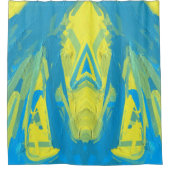 青と黄色のマスクシャワーカーテン シャワーカーテン (正面)