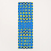 青と黄色のマンダラスタイルモチーフのヨガ ヨガマット (正面)