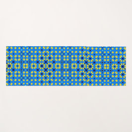 青と黄色のマンダラスタイルモチーフのヨガ ヨガマット