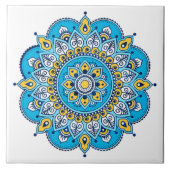 青と黄色のマンダラセラミックタイル。 タイル (正面)