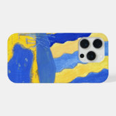 青と黄色のミニマリスト風景デザインのスマホケース iPhoneケース (裏面横)