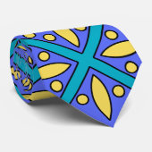 青と黄色のモダンタイルデザイン ネクタイ (ロール)