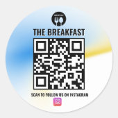 青と黄色のモダンビジネスインスタンスQrコード ラウンドシール (正面)