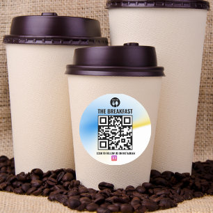 青と黄色のモダンビジネスインスタンスQrコード ラウンドシール